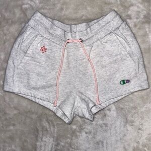 Champion Grey Floral Embroidered Reverse Weave Shorts Size Medium